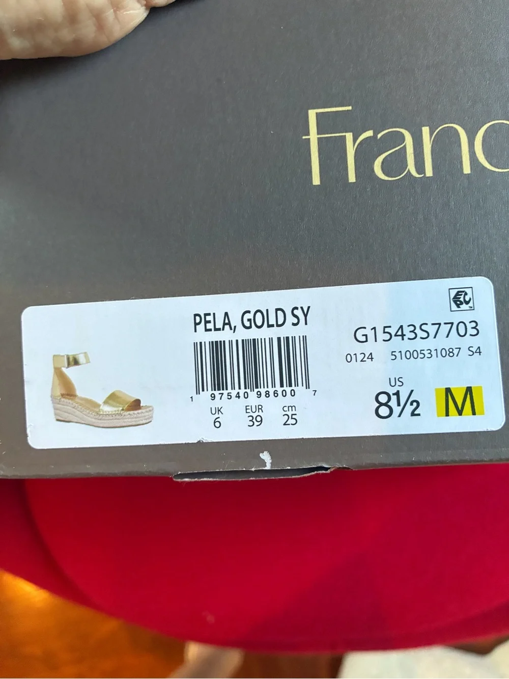Franco Sarto Metallic Gold Espadrille Wedge Sandals with Ankle Strap